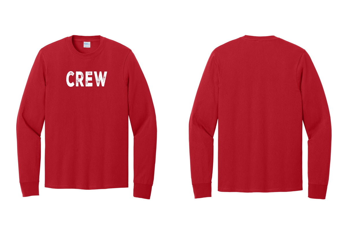 NYC Factory Crew Cotton Long Sleeve T-Shirt for Event Staff & Production Teams (Rustic) - Front Only - Red