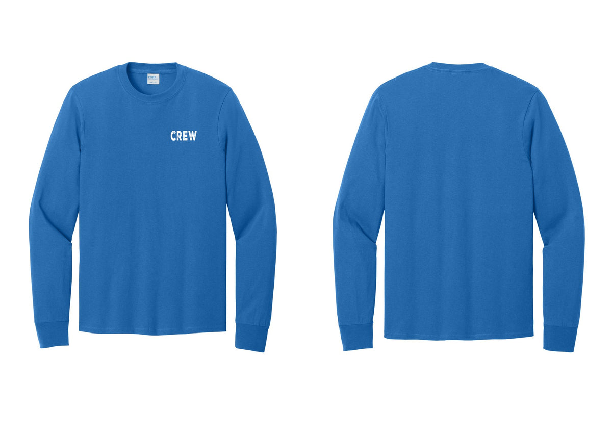 NYC Factory Crew Cotton Long Sleeve T-Shirt for Event Staff & Production Teams (Rustic) - Chest Only - Royal