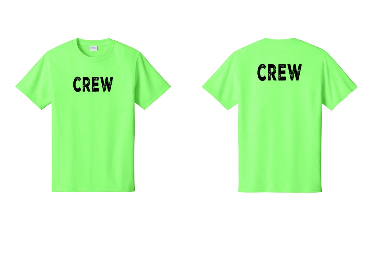 NYC Factory Crew T-Shirt for Event Staff & Production Teams (Rustic) - Front + Back - Neon Green