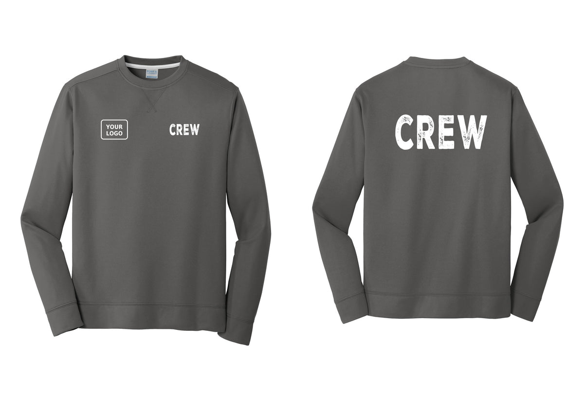 NYC Factory Custom Work Crew Uniform Performance Fleece Crewneck Sweatshirt with Your Logo (Rustic) - CREW + Your Logo + Back - Charcoal