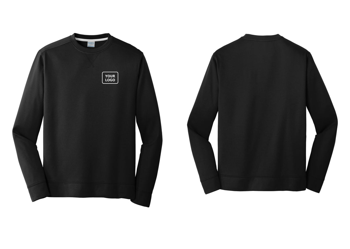 NYC Factory Custom Work Crew Uniform Performance Fleece Crewneck Sweatshirt with Your Logo (Rustic) - Your Logo Only - Black