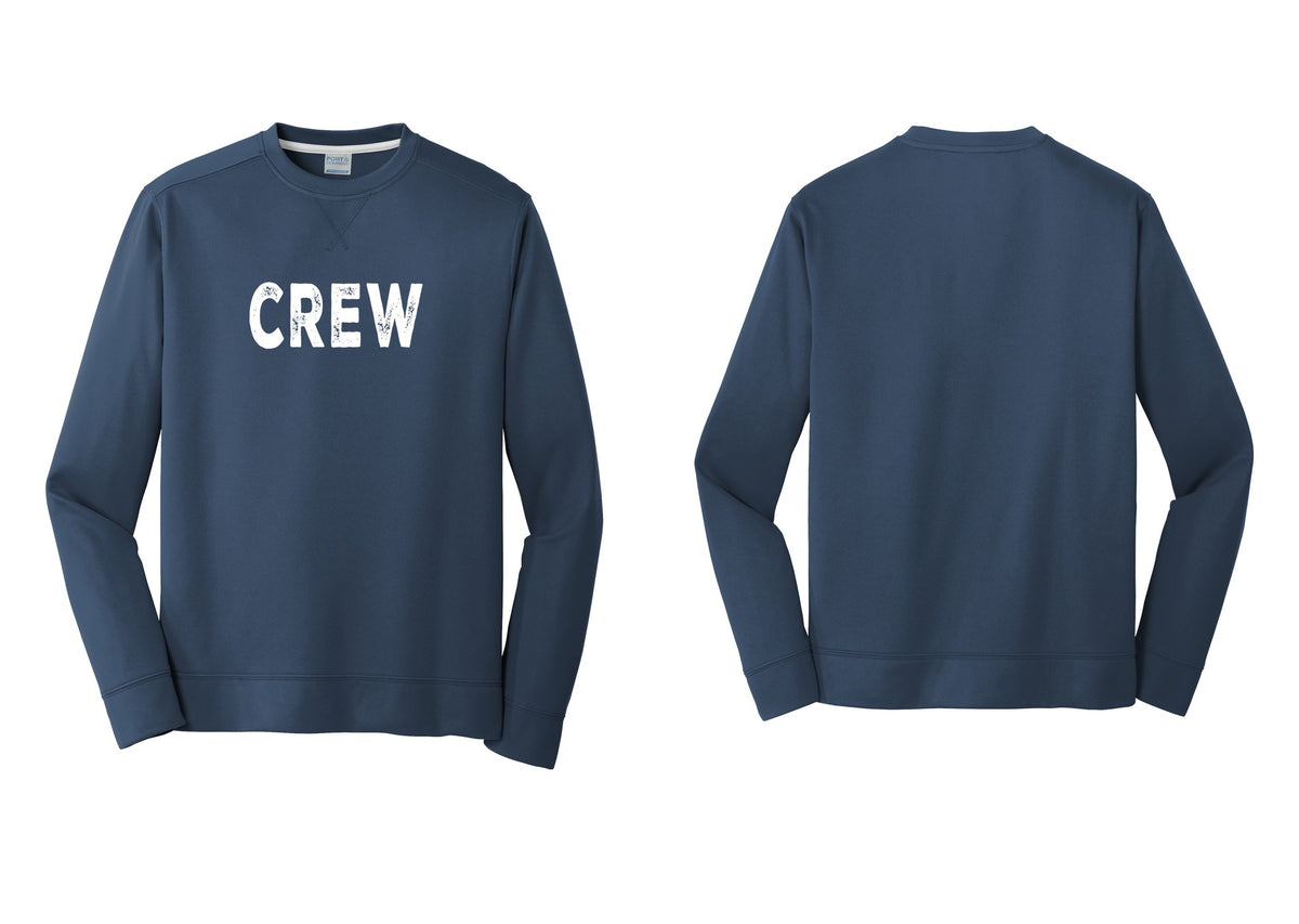 NYC Factory Crew Performance Fleece Crewneck Sweatshirt for Event Staff & Production Teams (Rustic) - Front Only - Navy