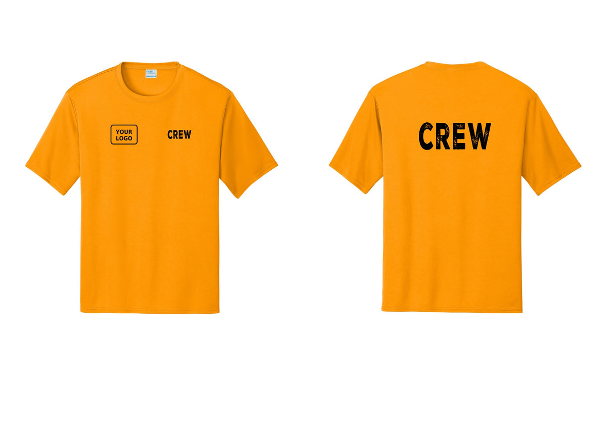 NYC Factory Custom Work Crew Uniform Performance Tee with Your Logo (Rustic) - CREW + Your Logo + Back - Gold