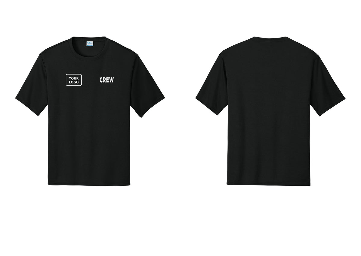 NYC Factory Custom Work Crew Uniform Performance Tee with Your Logo (Rustic) - CREW + Your Logo - Black