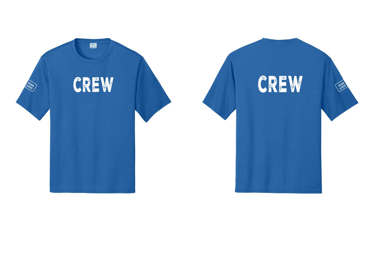 NYC Factory Custom Work Crew Uniform Performance Tee with Your Logo (Rustic) - Front + Back + Your Logo Sleeve - Royal