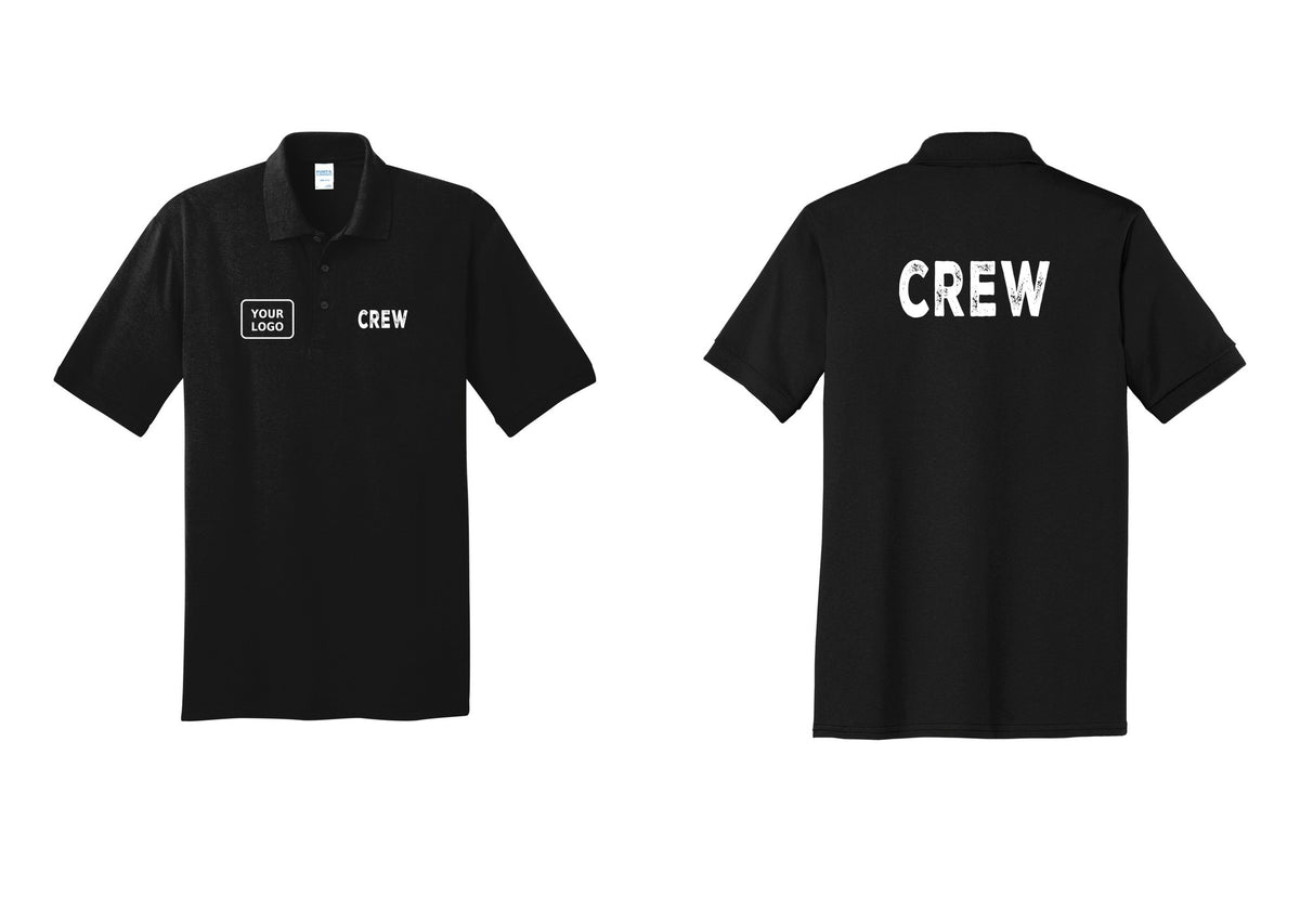 NYC Factory Custom Work Crew Uniform Polo Shirt with Your Logo (Rustic) - CREW + Your Logo + Back - Black