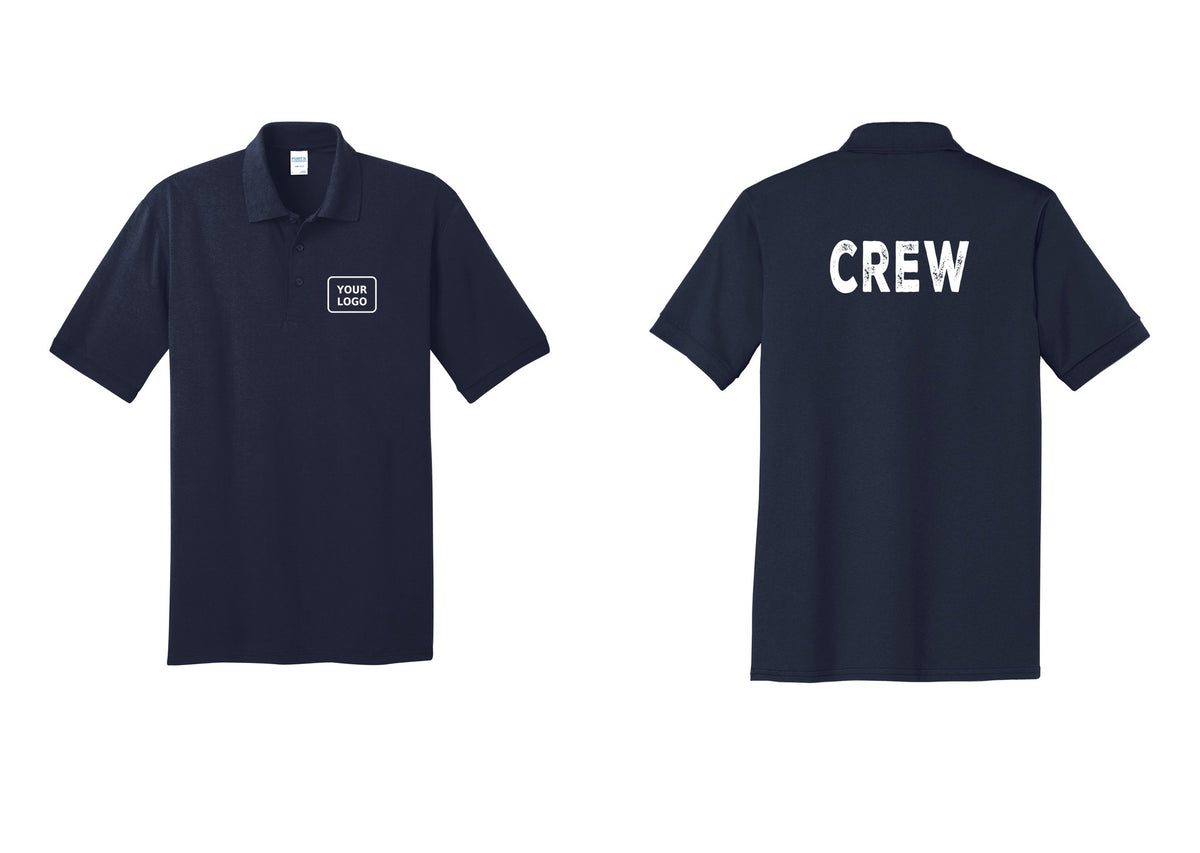 NYC Factory Custom Work Crew Uniform Polo Shirt with Your Logo (Rustic) - Your Logo + Back - Navy