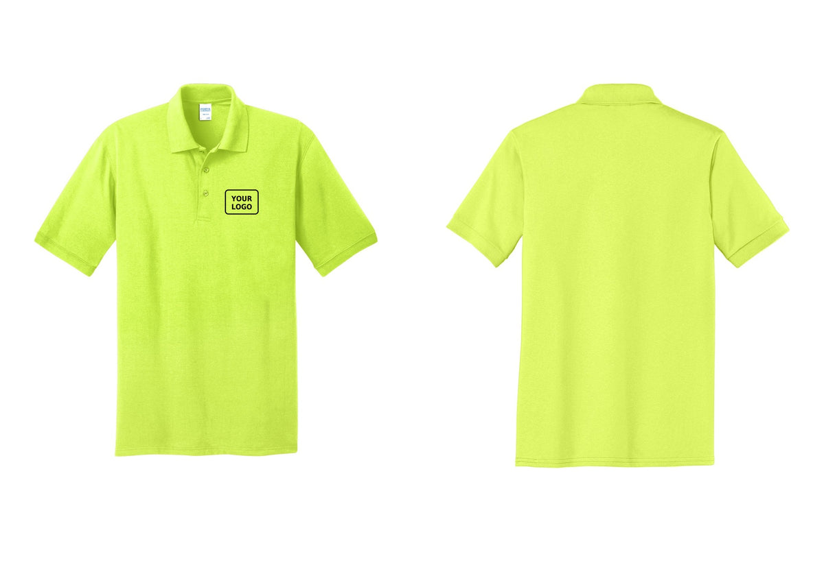NYC Factory Custom Work Crew Uniform Polo Shirt with Your Logo (Rustic) - Your Logo Only - Safety Green