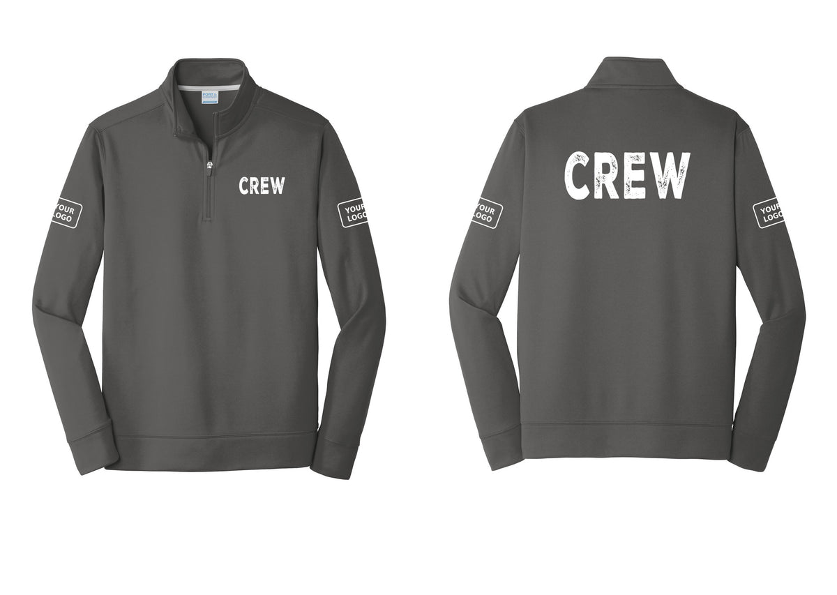 NYC Factory Custom Work Crew Uniform Performance Fleece 1/4-Zip Pullover Sweatshirt with Your Logo (Rustic) - Chest + Back + Your Logo Sleeves - Charcoal