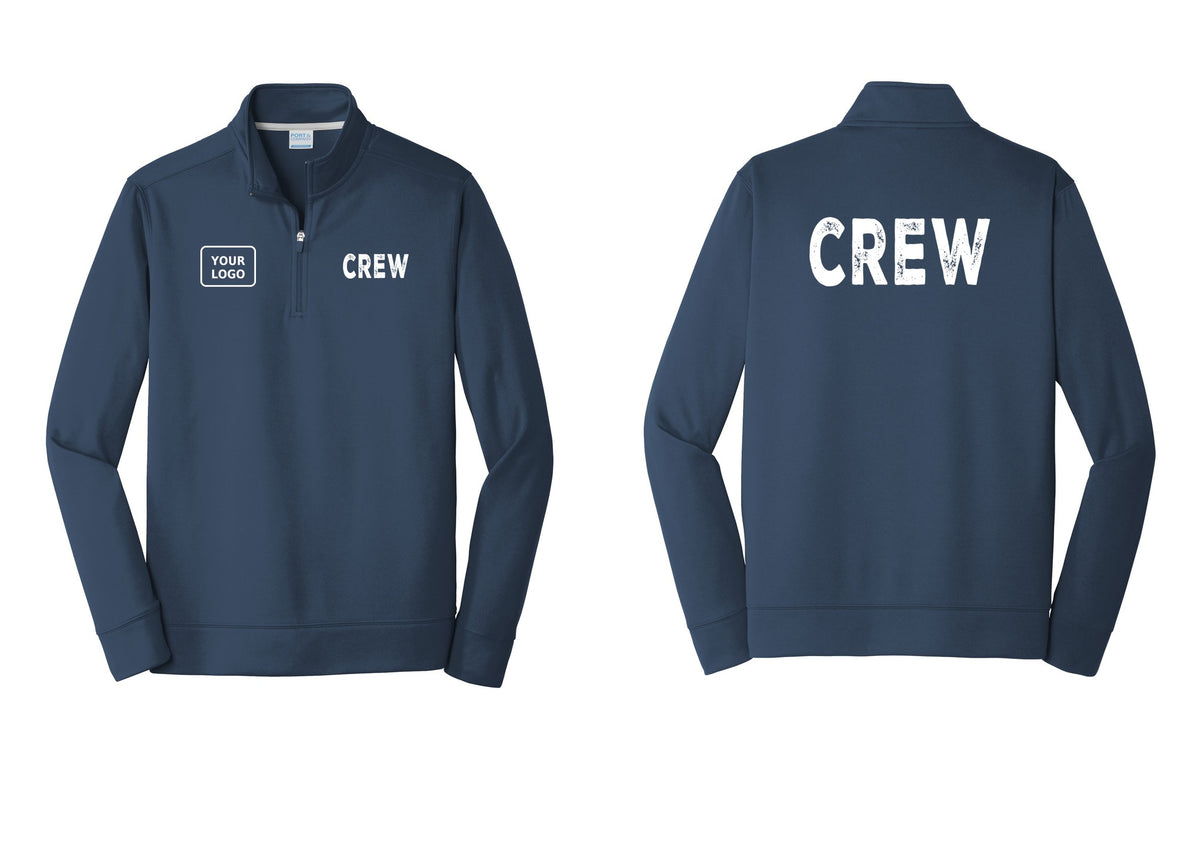 NYC Factory Custom Work Crew Uniform Performance Fleece 1/4-Zip Pullover Sweatshirt with Your Logo (Rustic) - CREW + Your Logo + Back - Navy