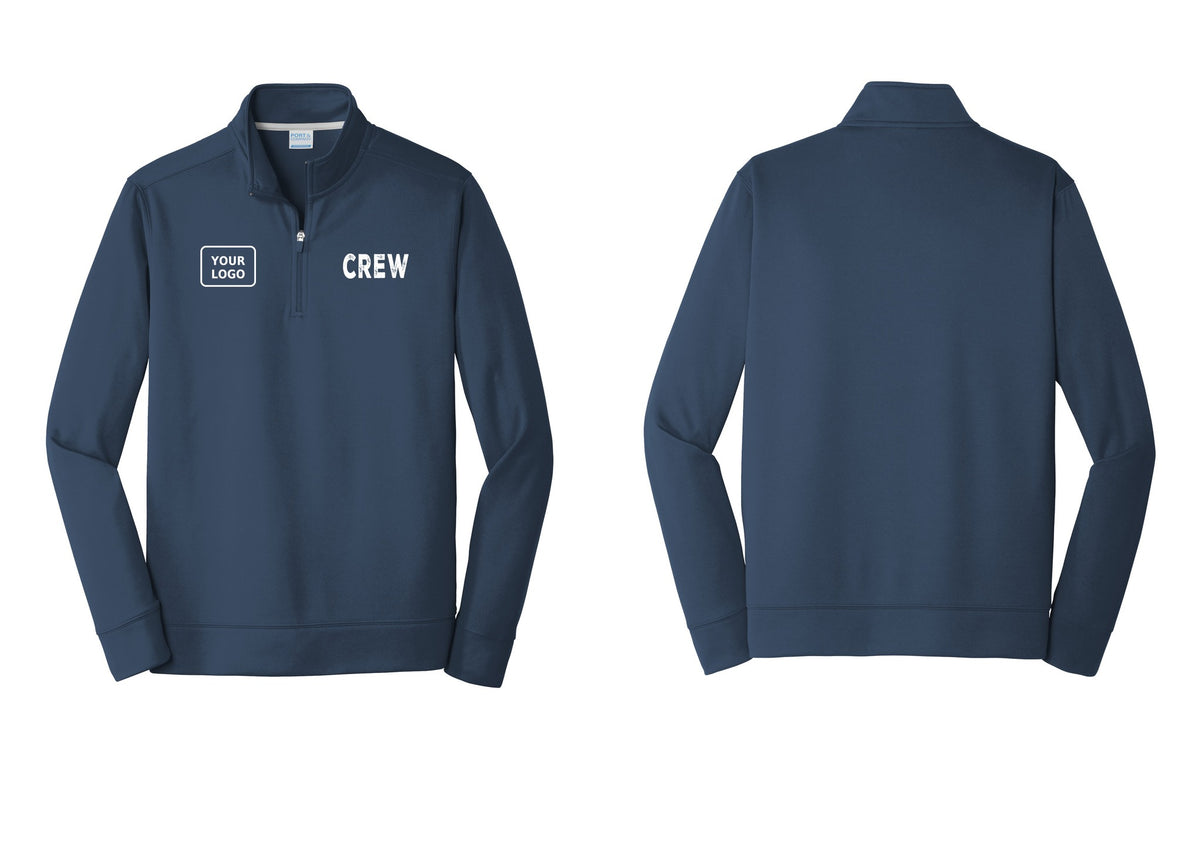 NYC Factory Custom Work Crew Uniform Performance Fleece 1/4-Zip Pullover Sweatshirt with Your Logo (Rustic) - CREW + Your Logo - Navy