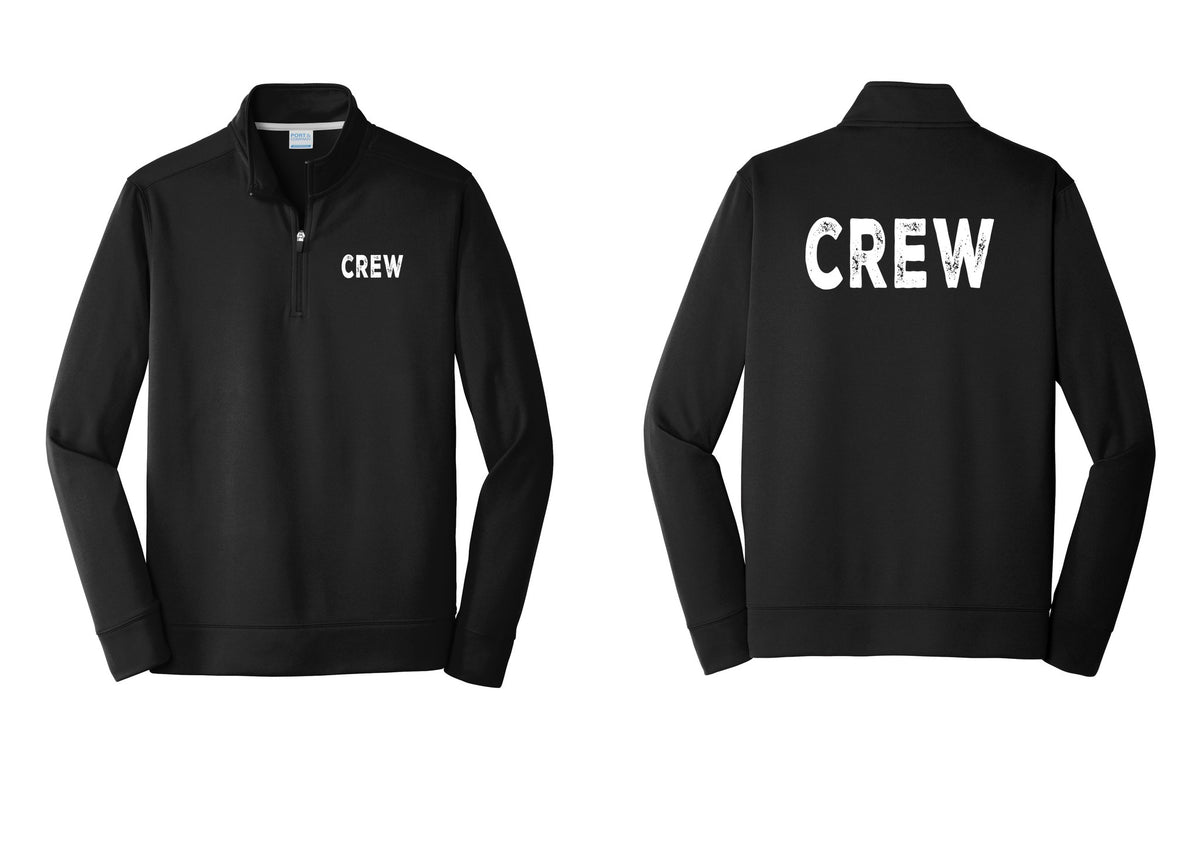 NYC Factory Crew Performance Fleece 1/4-Zip Pullover Sweatshirt for Event Staff & Production Teams (Rustic) - Chest + Back - Black