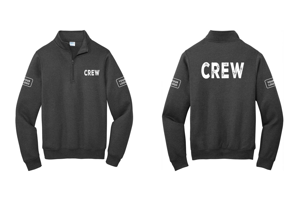NYC Factory Custom Work Crew Uniform Cotton Fleece 1/4-Zip Pullover Sweatshirt with Your Logo (Rustic) - Chest + Back + Your Logo Sleeves - Dark Heather Grey