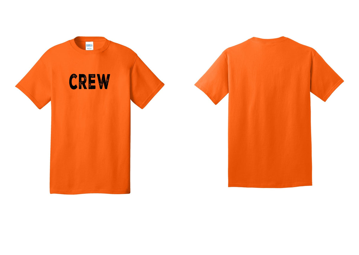 NYC Factory Crew T-Shirt, Rustic Lettering - Front Only - Safety Orange