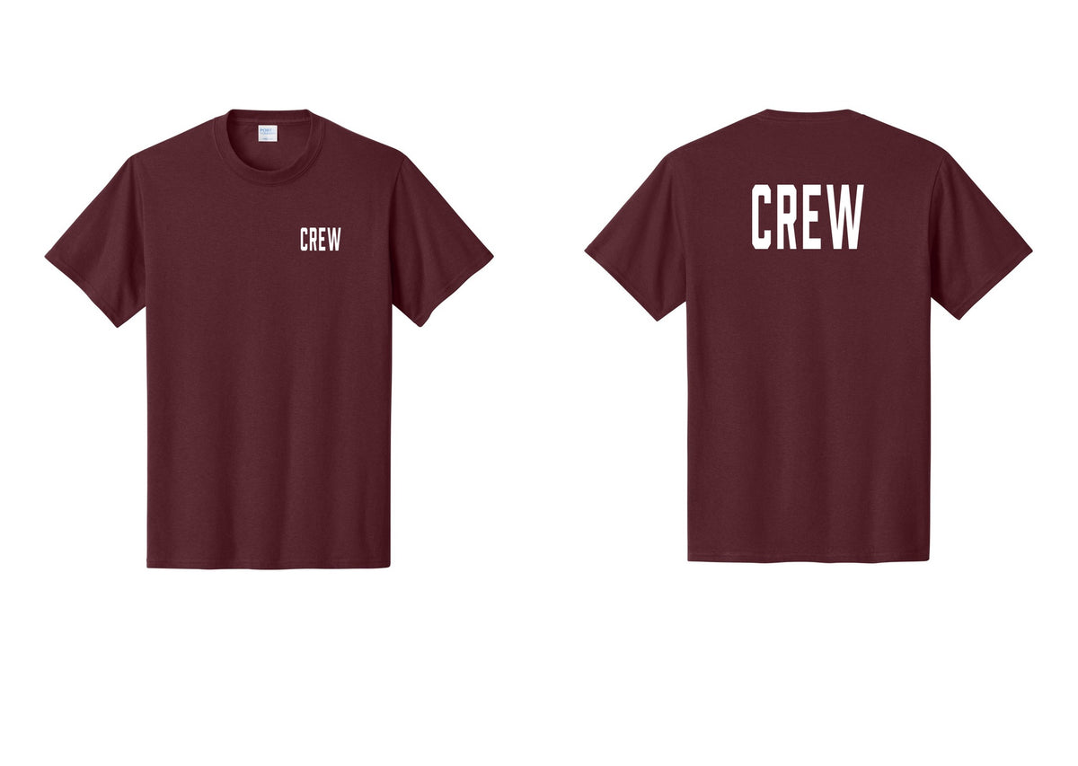 NYC Factory Crew T-Shirt, Condensed Lettering - Chest + Back - Athletic Maroon