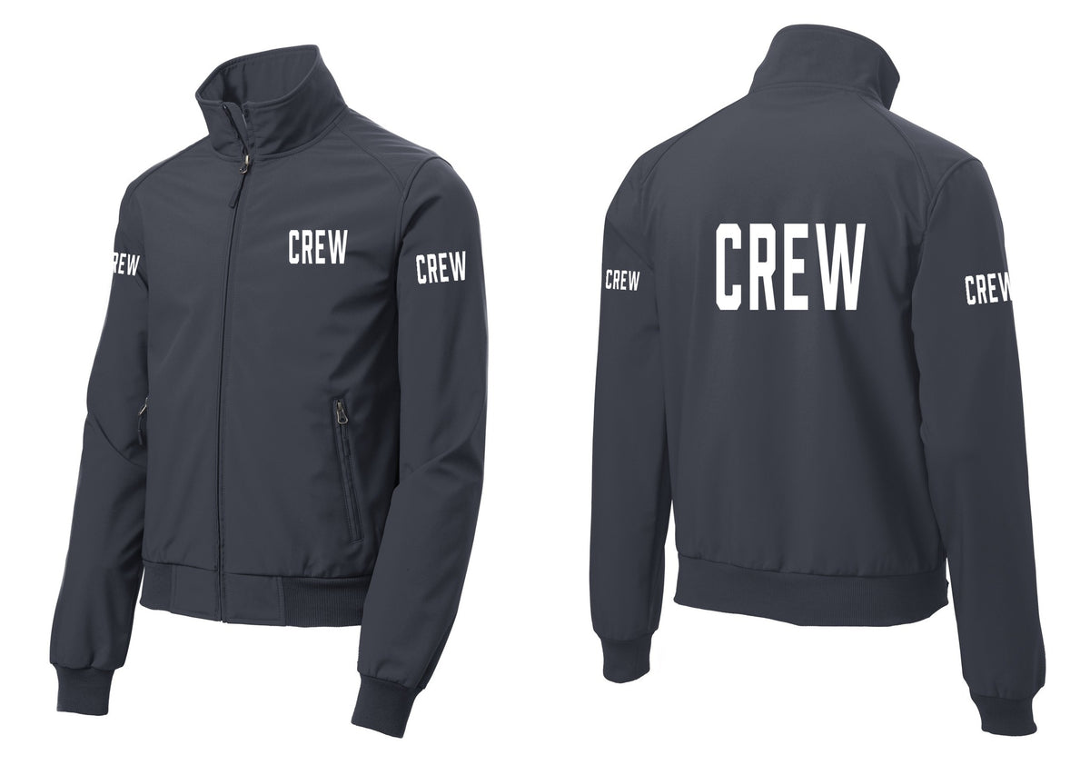 NYC Factory Crew Soft Shell Bomber Jacket for Event Staff & Production Teams (Classic) - Chest + Back + Crew Sleeves - Battleship Grey