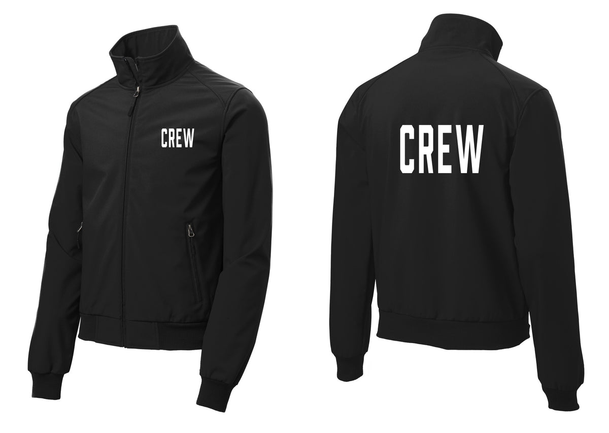 NYC Factory Crew Soft Shell Bomber Jacket for Event Staff & Production Teams (Classic) - Chest + Back - Black