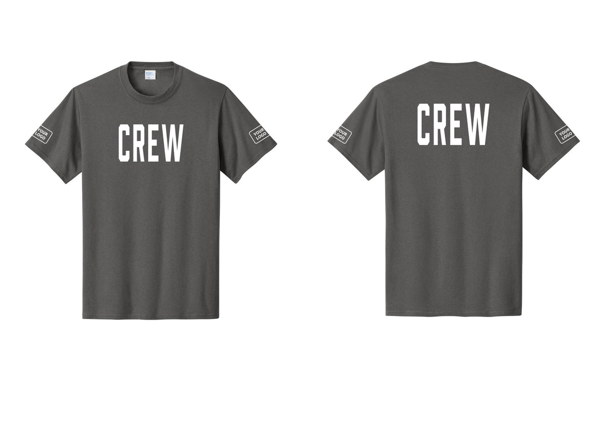 NYC Factory Custom Work Crew Uniform Tee with Your Logo (Classic) - Front + Back + Your Logo Sleeves - Charcoal