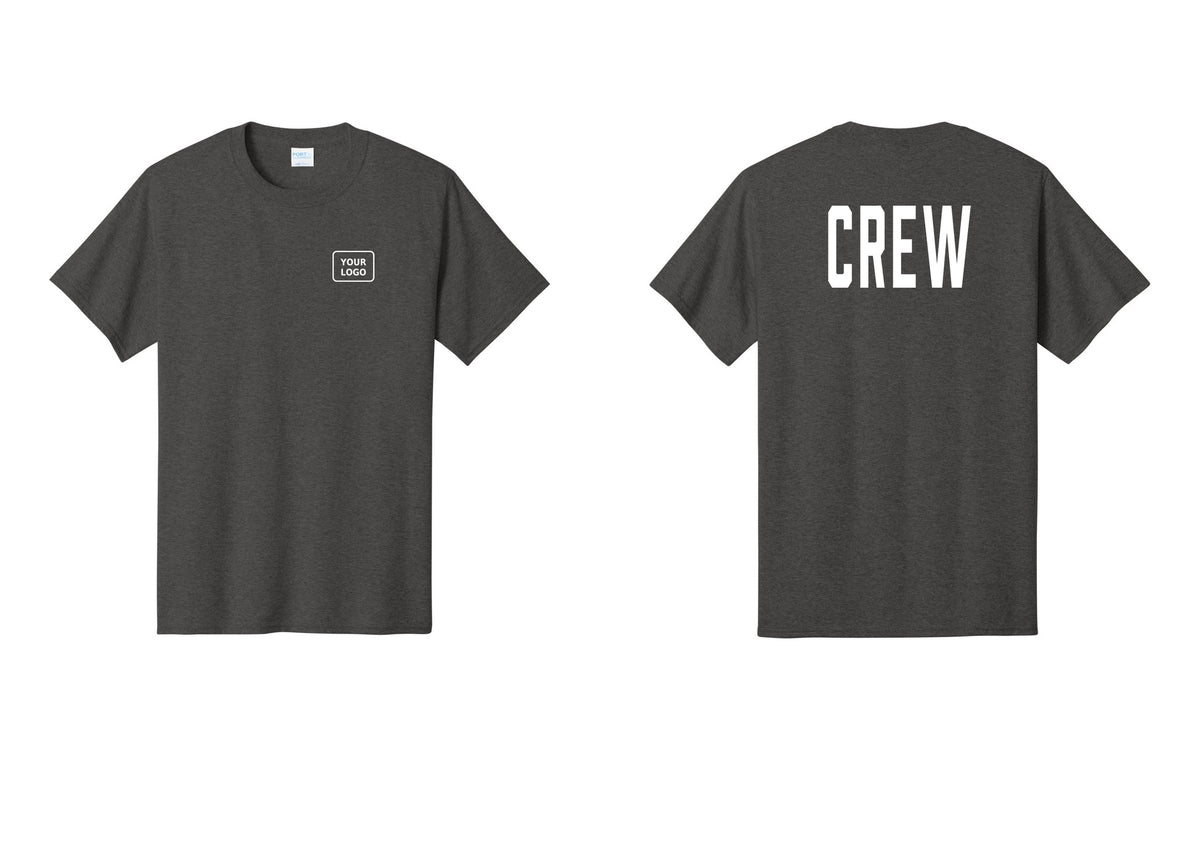NYC Factory Custom Work Crew Uniform Tee with Your Logo (Classic) - Your Logo + Back - Dark Heather Grey