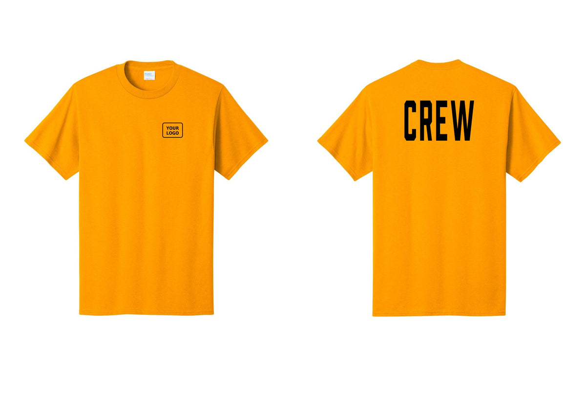 NYC Factory Custom Work Crew Uniform Tee with Your Logo (Classic) - Your Logo + Back - Gold