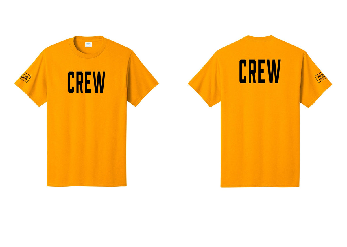 NYC Factory Custom Work Crew Uniform Tee with Your Logo (Classic) - Front + Back + Your Logo Sleeve - Gold