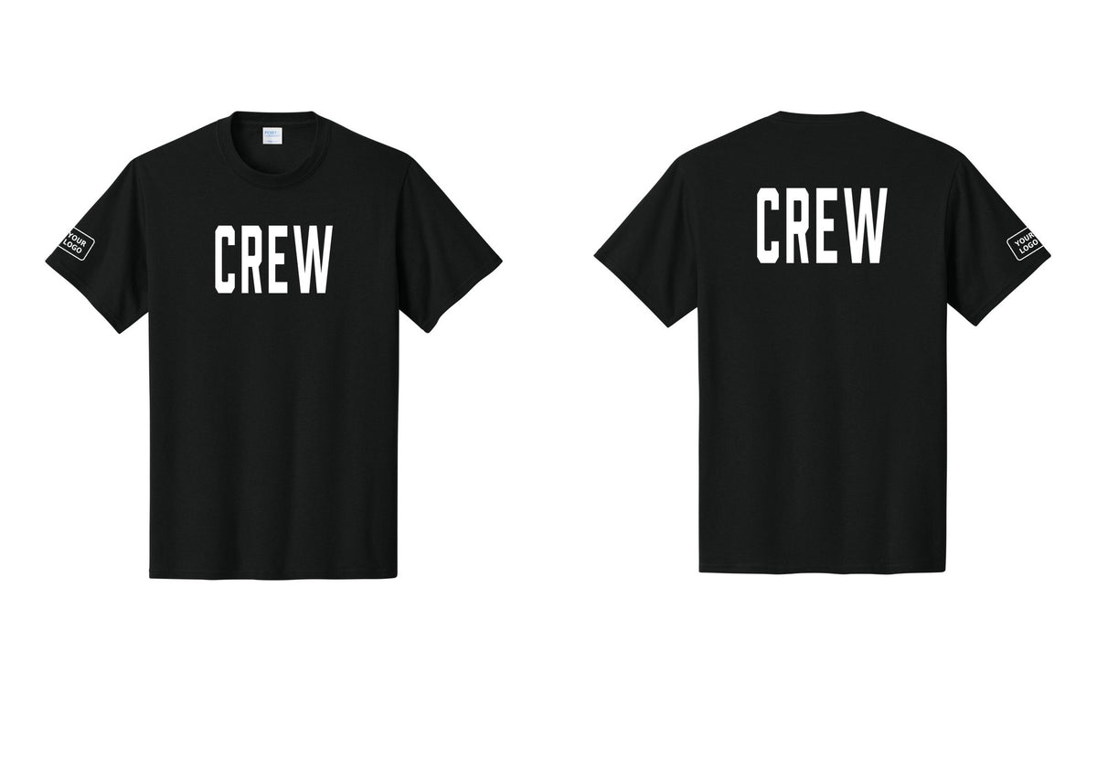 NYC Factory Custom Work Crew Uniform Tee with Your Logo (Classic) - Front + Back + Your Logo Sleeve - Black