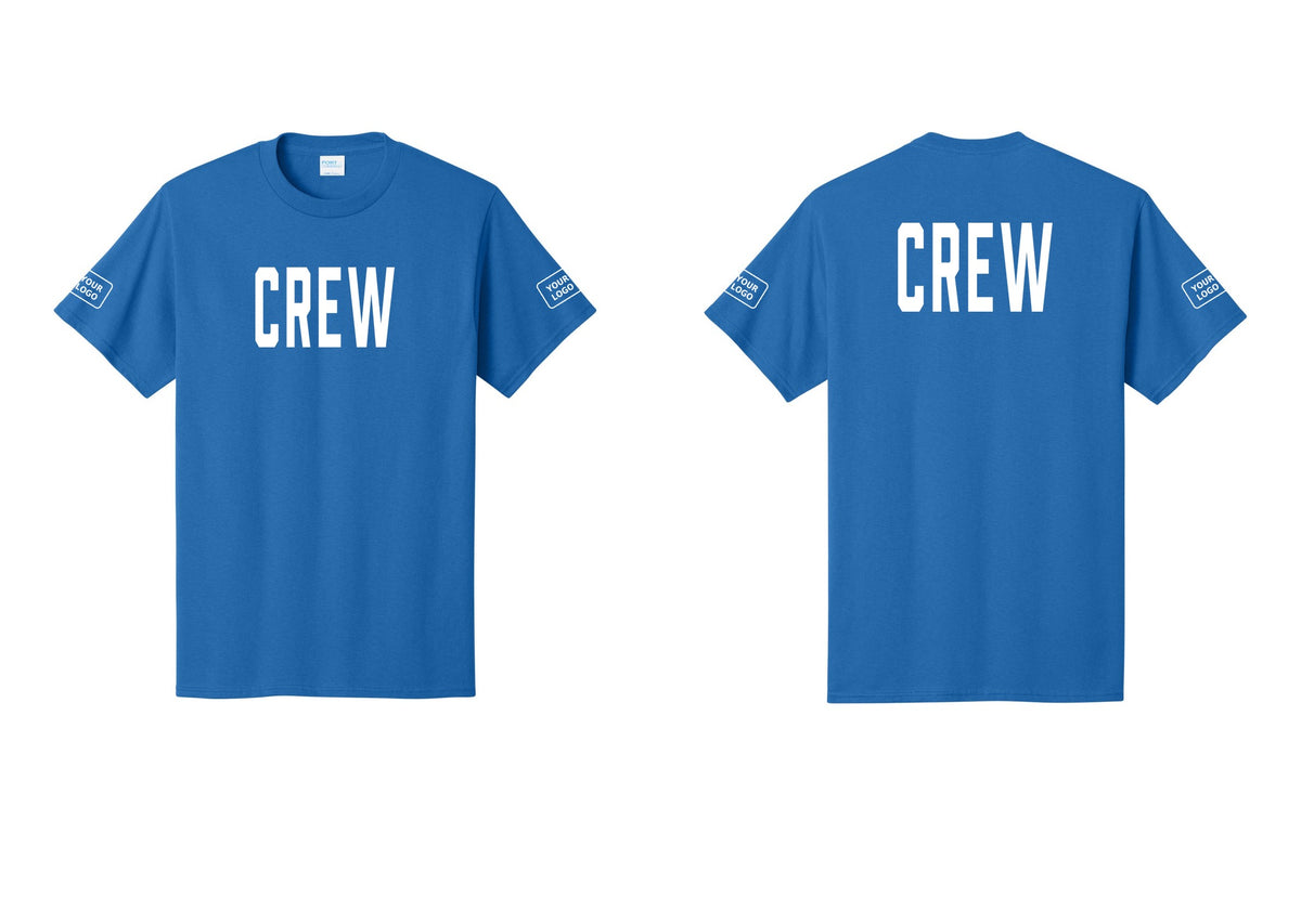 NYC Factory Custom Work Crew Uniform Tee with Your Logo (Classic) - Front + Back + Your Logo Sleeves - Royal