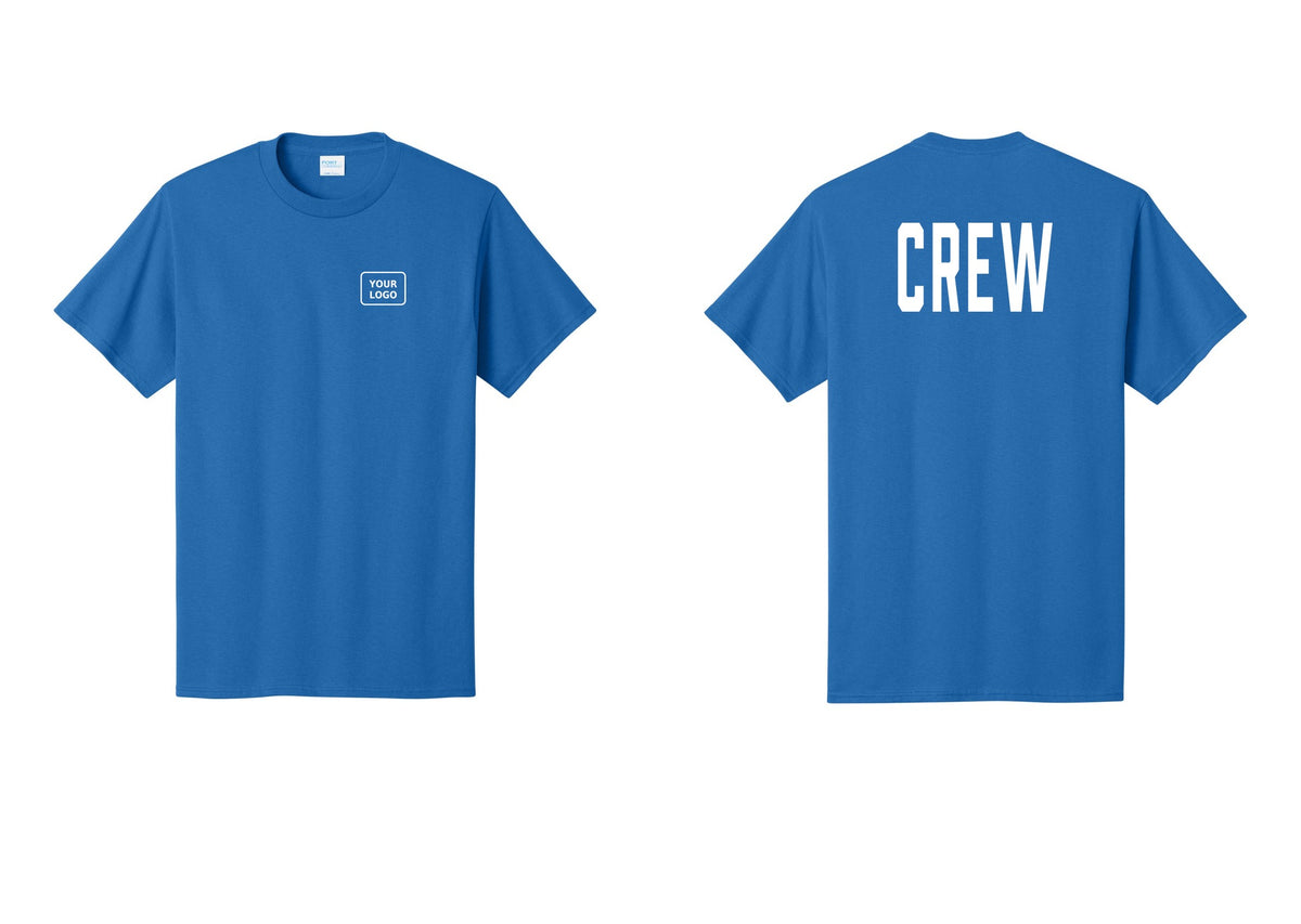 NYC Factory Custom Work Crew Uniform Tee with Your Logo (Classic) - Your Logo + Back - Royal