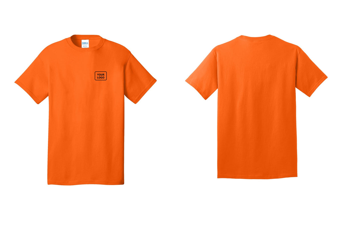 NYC Factory Custom Logo Crew T-Shirt, Condensed Lettering - Your Logo Only - Safety Orange
