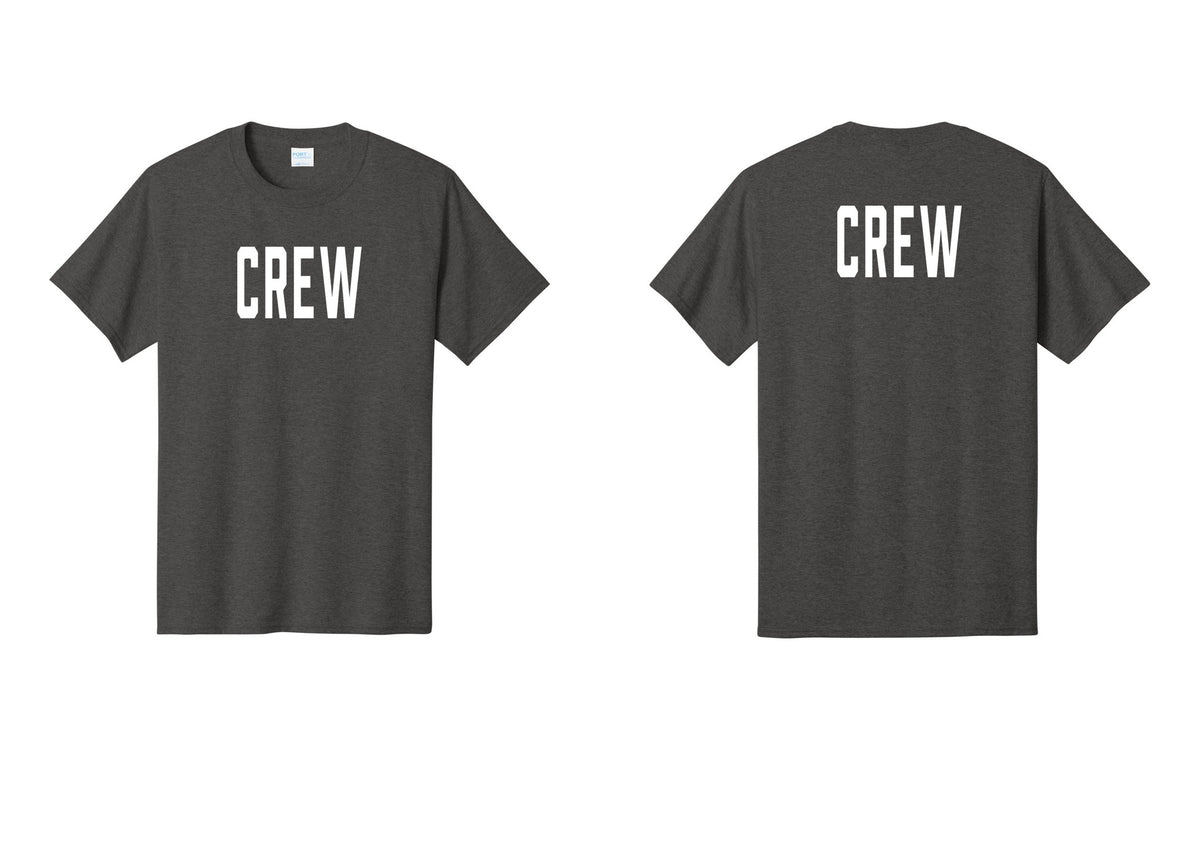 NYC Factory Crew T-Shirt, Condensed Lettering - Front + Back - Dark Heather Grey