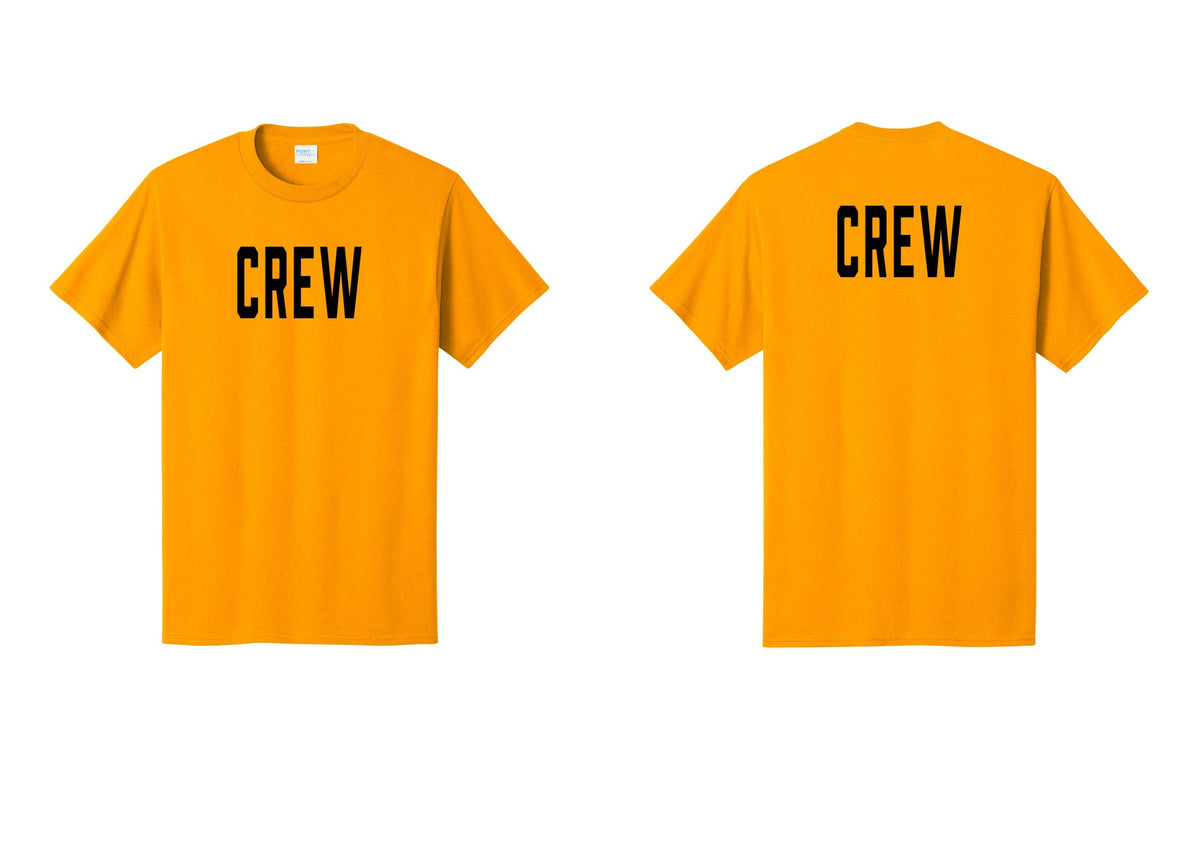 NYC Factory Crew T-Shirt, Condensed Lettering - Front + Back - Gold