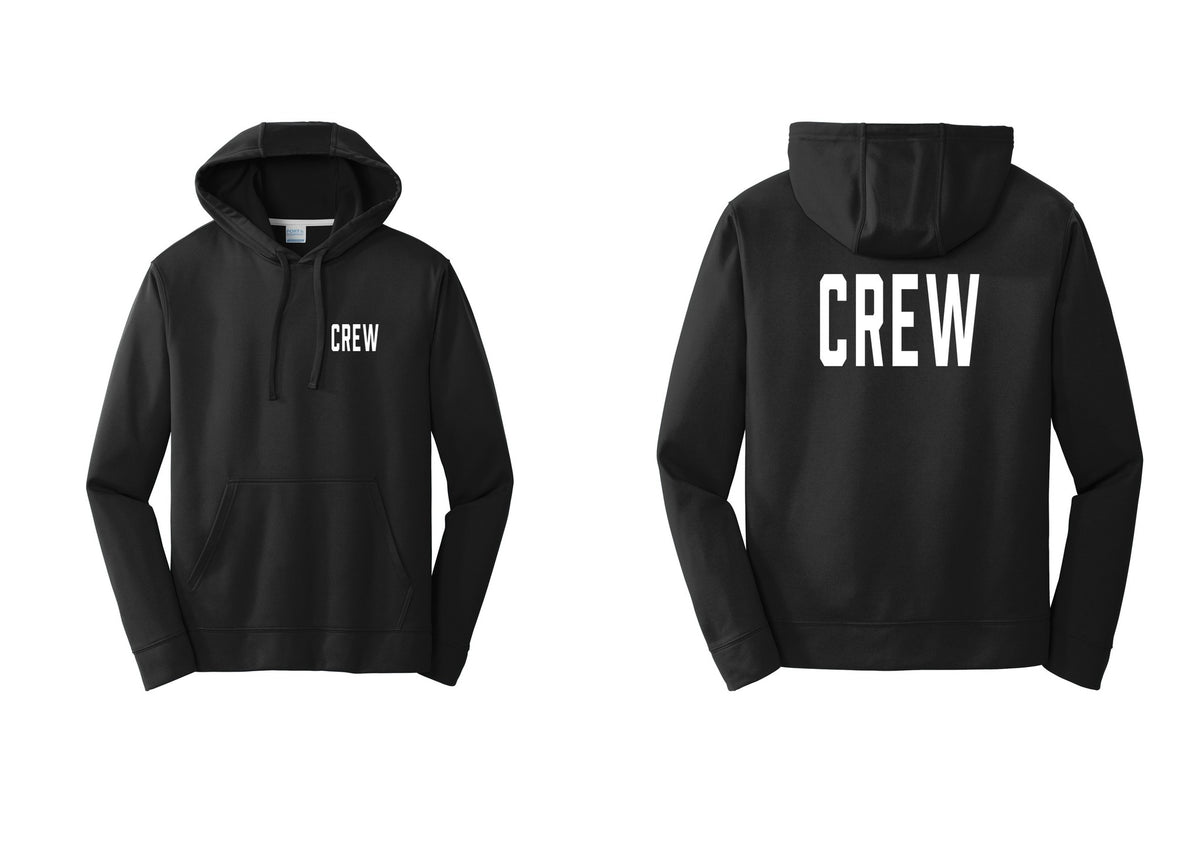 NYC Factory Crew Performance Hooded Fleece Pullover Sweatshirt for Event Staff & Production Teams (Classic) - Chest + Back - Black