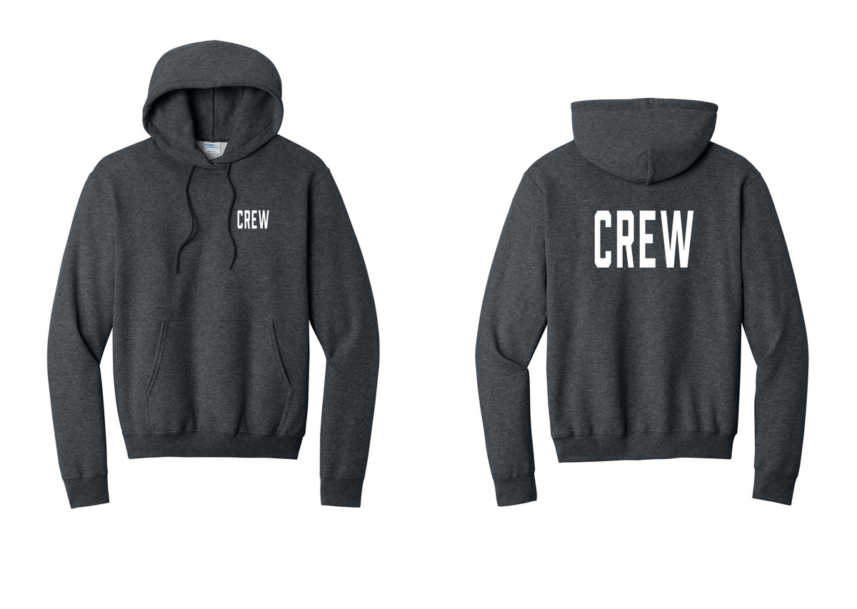NYC Factory Crew Cotton Fleece Pullover Hoodie for Event Staff & Production Teams (Classic) - Chest + Back - Dark Heather Grey