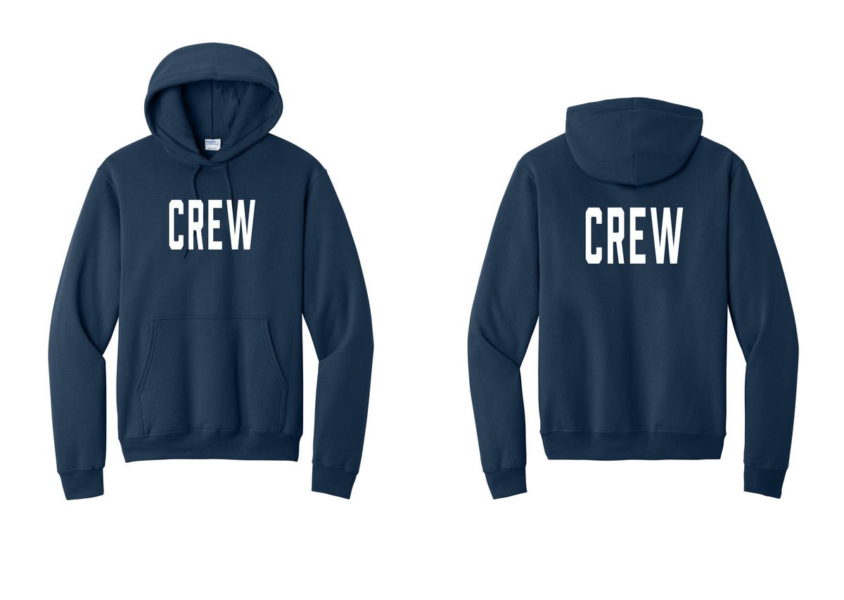 NYC Factory Crew Cotton Fleece Pullover Hoodie for Event Staff & Production Teams (Classic) - Front + Back - Navy