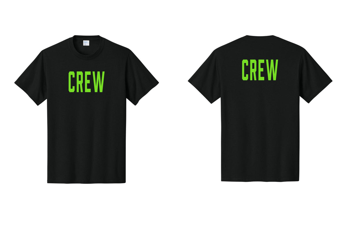NYC Factory Crew T-Shirt, Condensed Lettering - Front + Back - Black / Neon