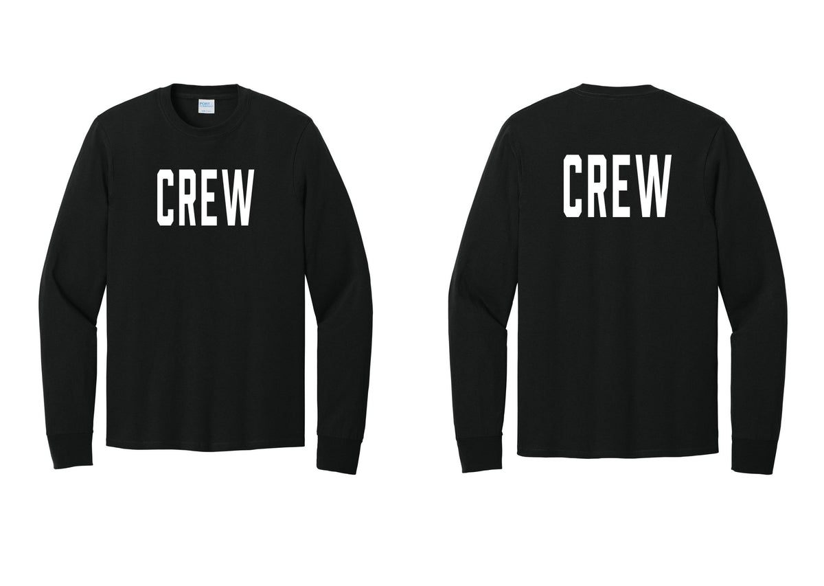 NYC Factory Crew Cotton Long Sleeve T-Shirt for Event Staff & Production Teams (Classic) - Front + Back - Black