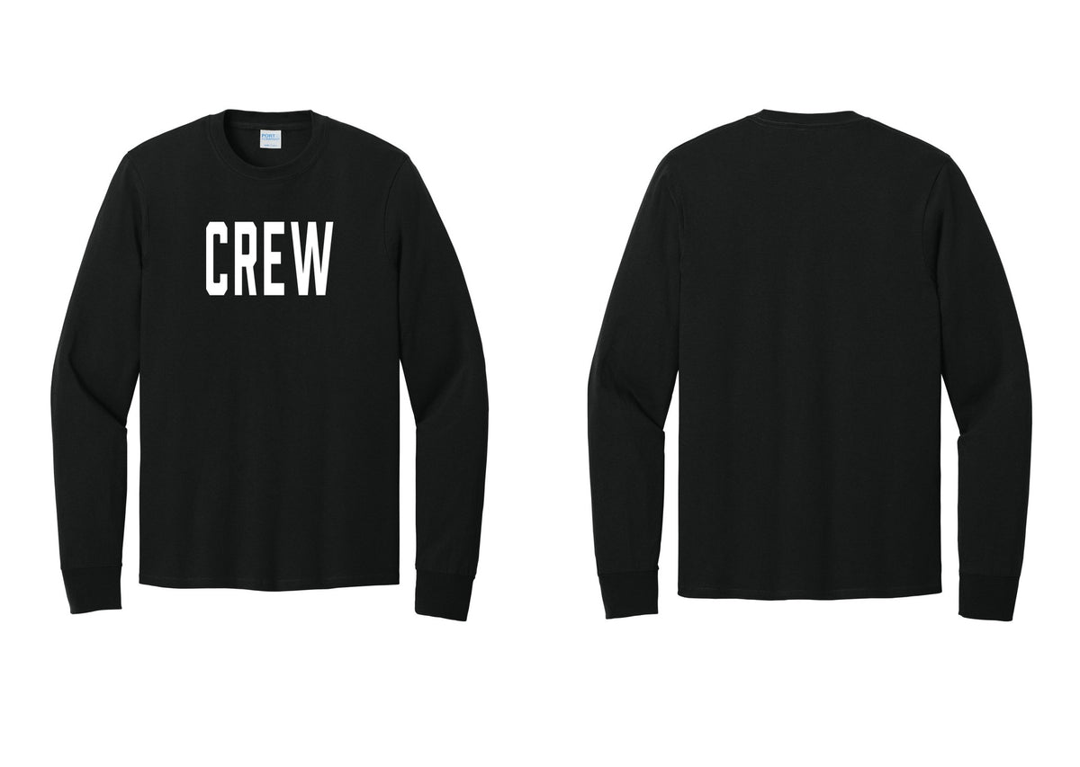 NYC Factory Crew Cotton Long Sleeve T-Shirt for Event Staff & Production Teams (Classic) - Front Only - Black