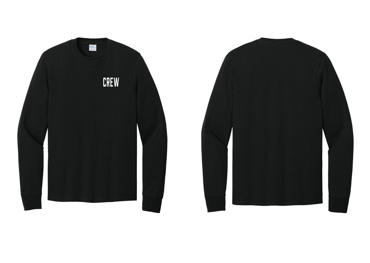 NYC Factory Crew Cotton Long Sleeve T-Shirt for Event Staff & Production Teams (Classic) - Chest Only - Black