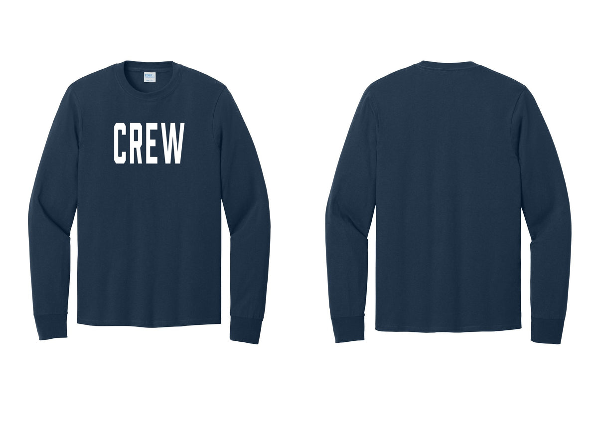 NYC Factory Crew Cotton Long Sleeve T-Shirt for Event Staff & Production Teams (Classic) - Front Only - Navy
