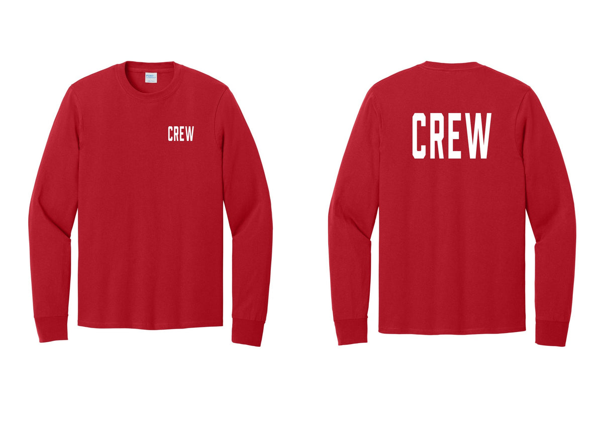 NYC Factory Crew Cotton Long Sleeve T-Shirt for Event Staff & Production Teams (Classic) - Chest + Back - Red