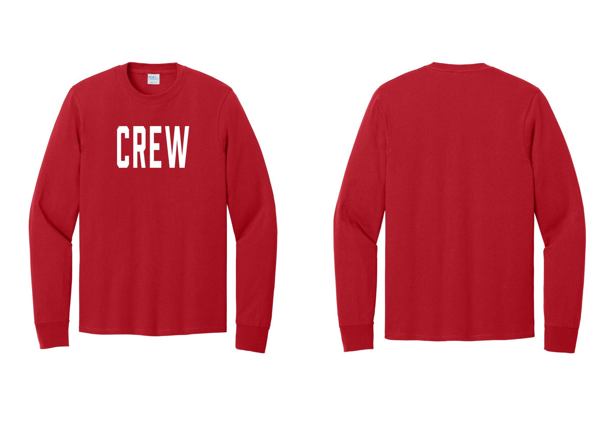NYC Factory Crew Cotton Long Sleeve T-Shirt for Event Staff & Production Teams (Classic) - Front Only - Red