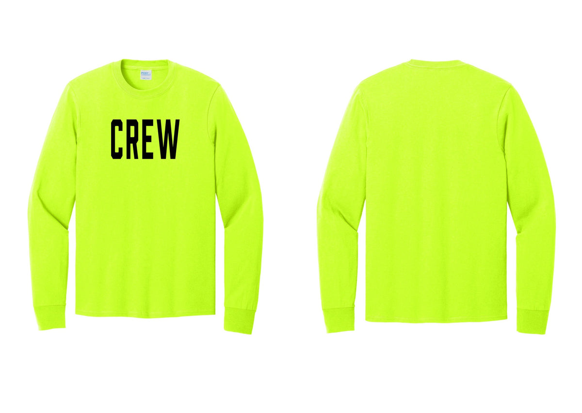 NYC Factory Crew Cotton Long Sleeve T-Shirt for Event Staff & Production Teams (Classic) - Front Only - Safety Green
