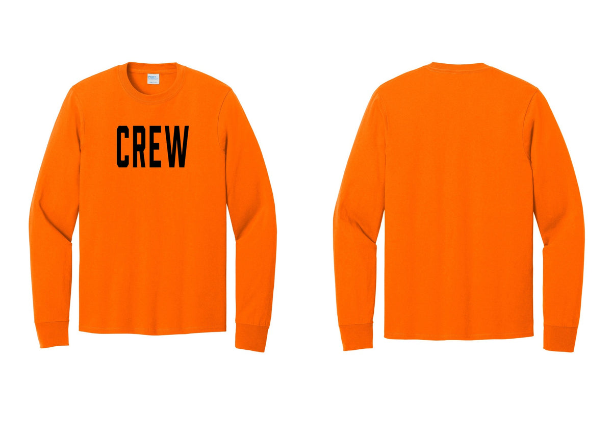 NYC Factory Crew Cotton Long Sleeve T-Shirt for Event Staff & Production Teams (Classic) - Front Only - Safety Orange
