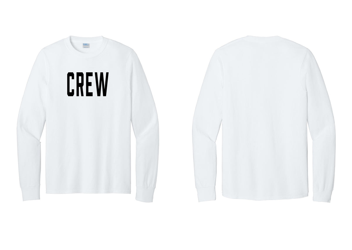 NYC Factory Crew Cotton Long Sleeve T-Shirt for Event Staff & Production Teams (Classic) - Front Only - White