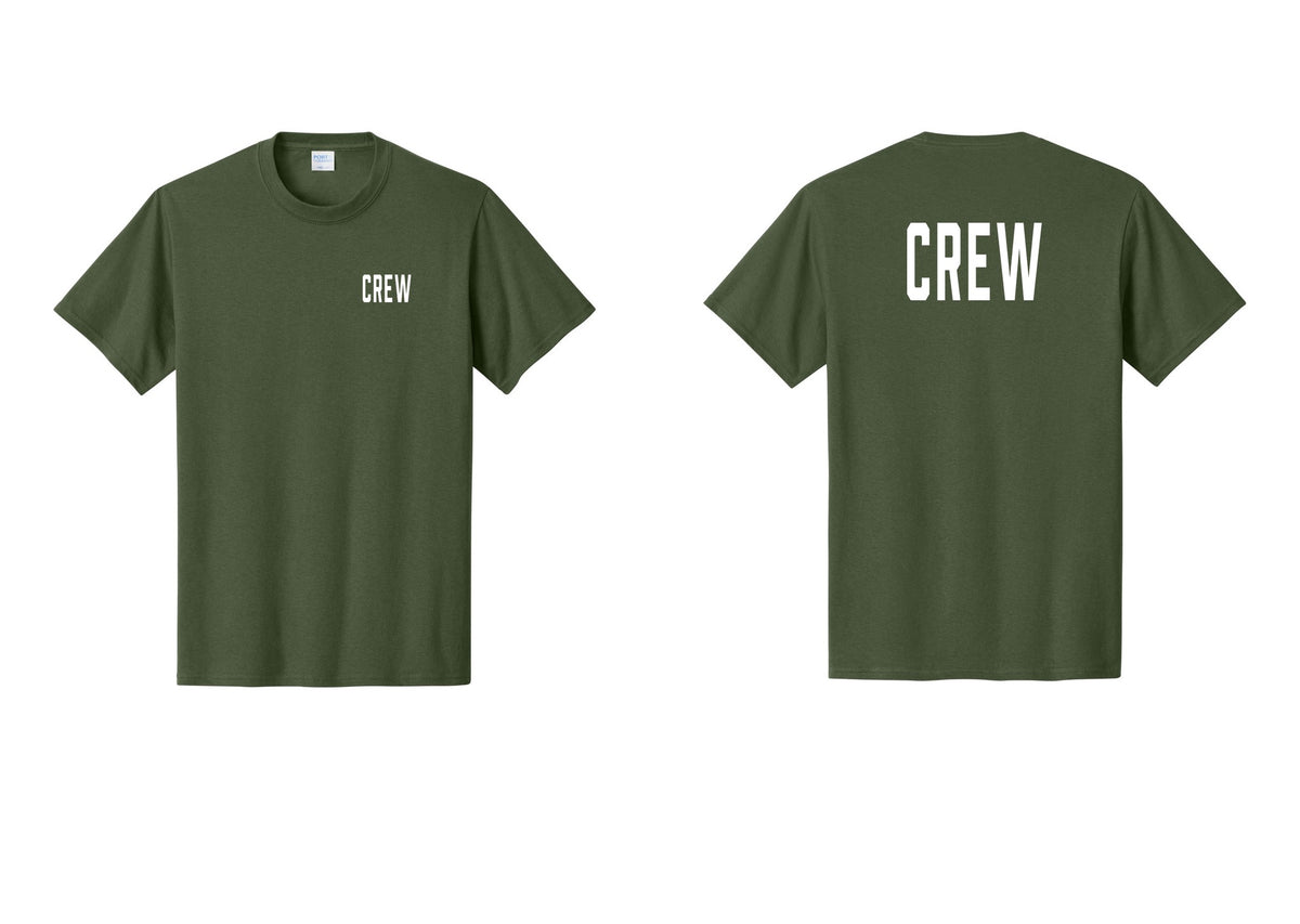 NYC Factory Crew T-Shirt, Condensed Lettering - Chest + Back - Olive