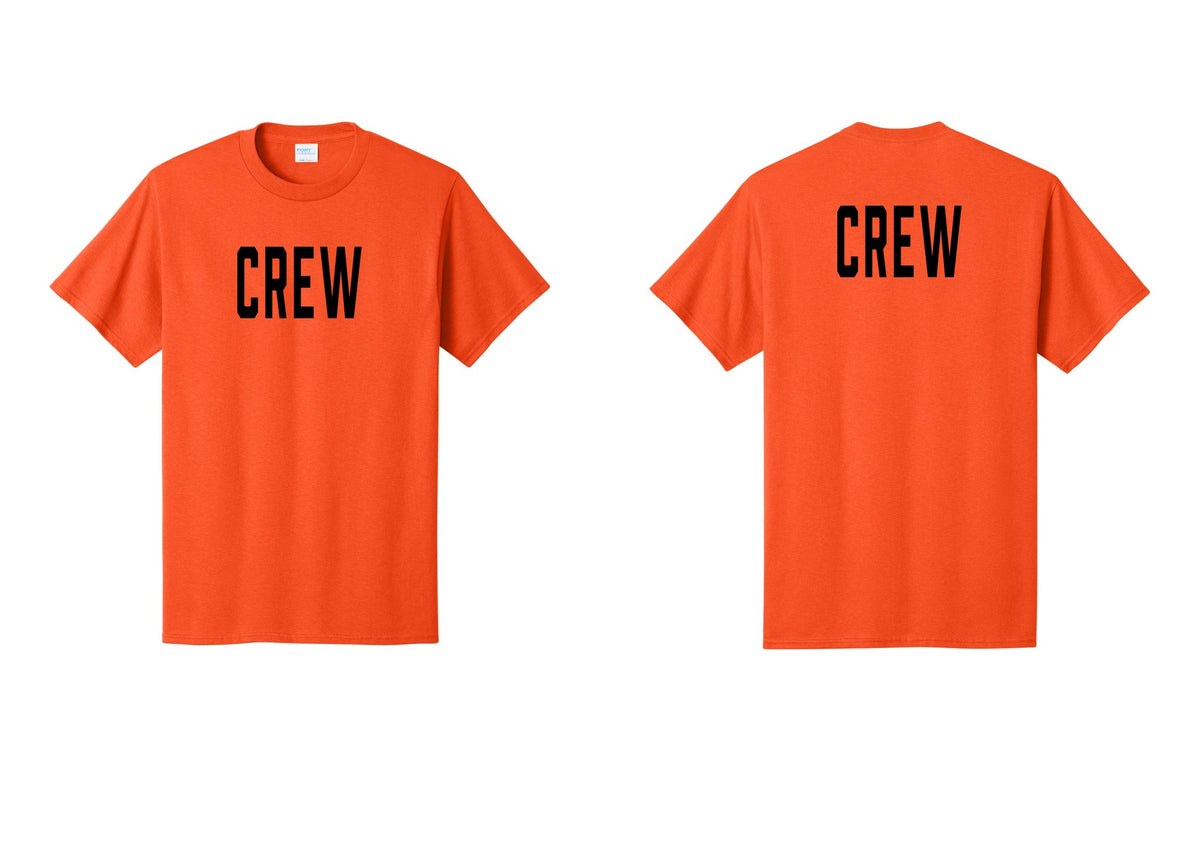 NYC Factory Crew T-Shirt, Condensed Lettering - Front + Back - Orange