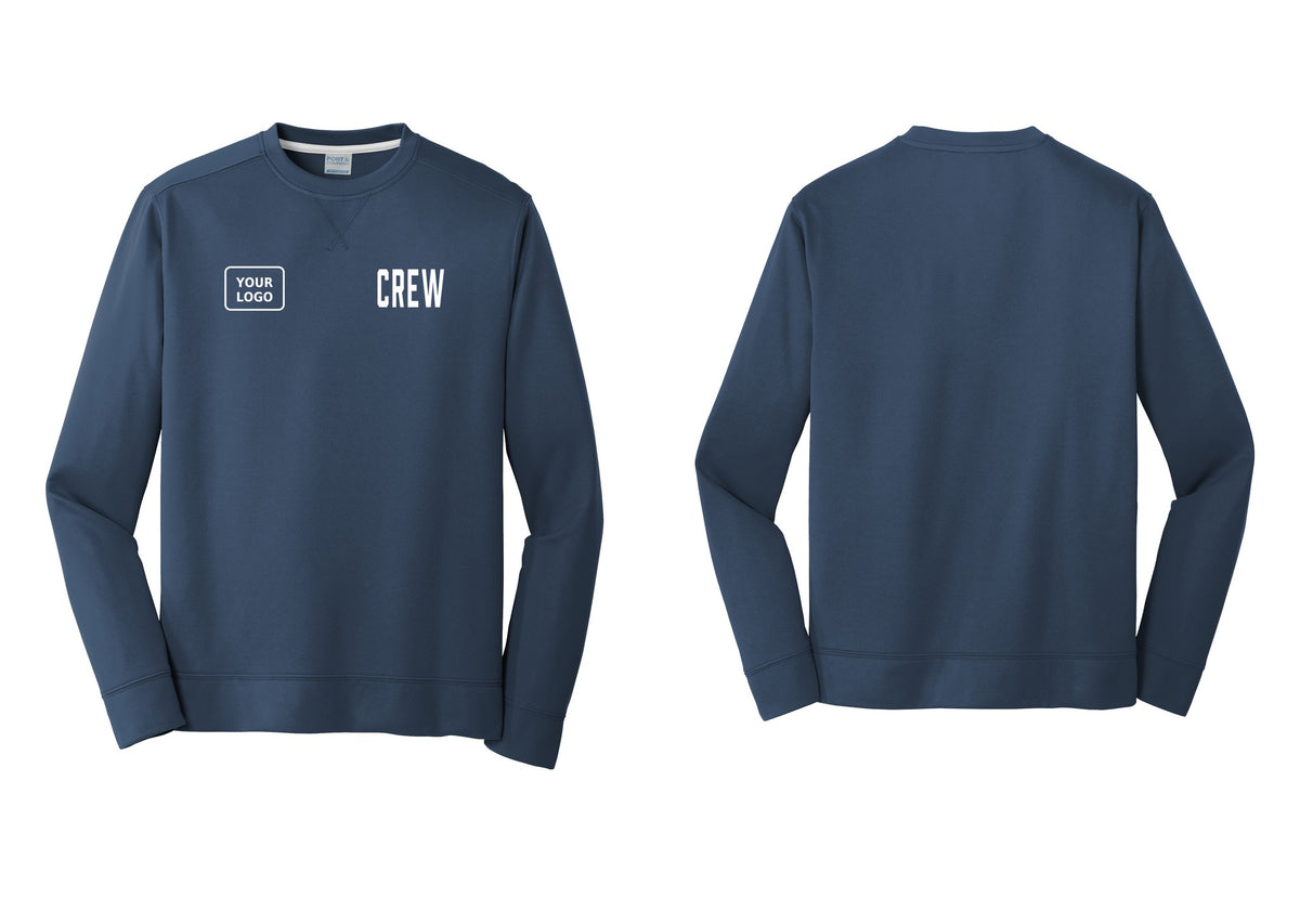 NYC Factory Custom Work Crew Uniform Performance Fleece Crewneck Sweatshirt with Your Logo (Classic) - CREW + Your Logo - Navy