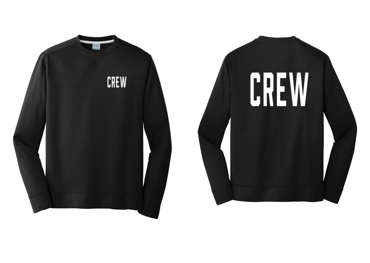 NYC Factory Crew Performance Fleece Crewneck Sweatshirt for Event Staff & Production Teams (Classic) - Chest + Back - Black