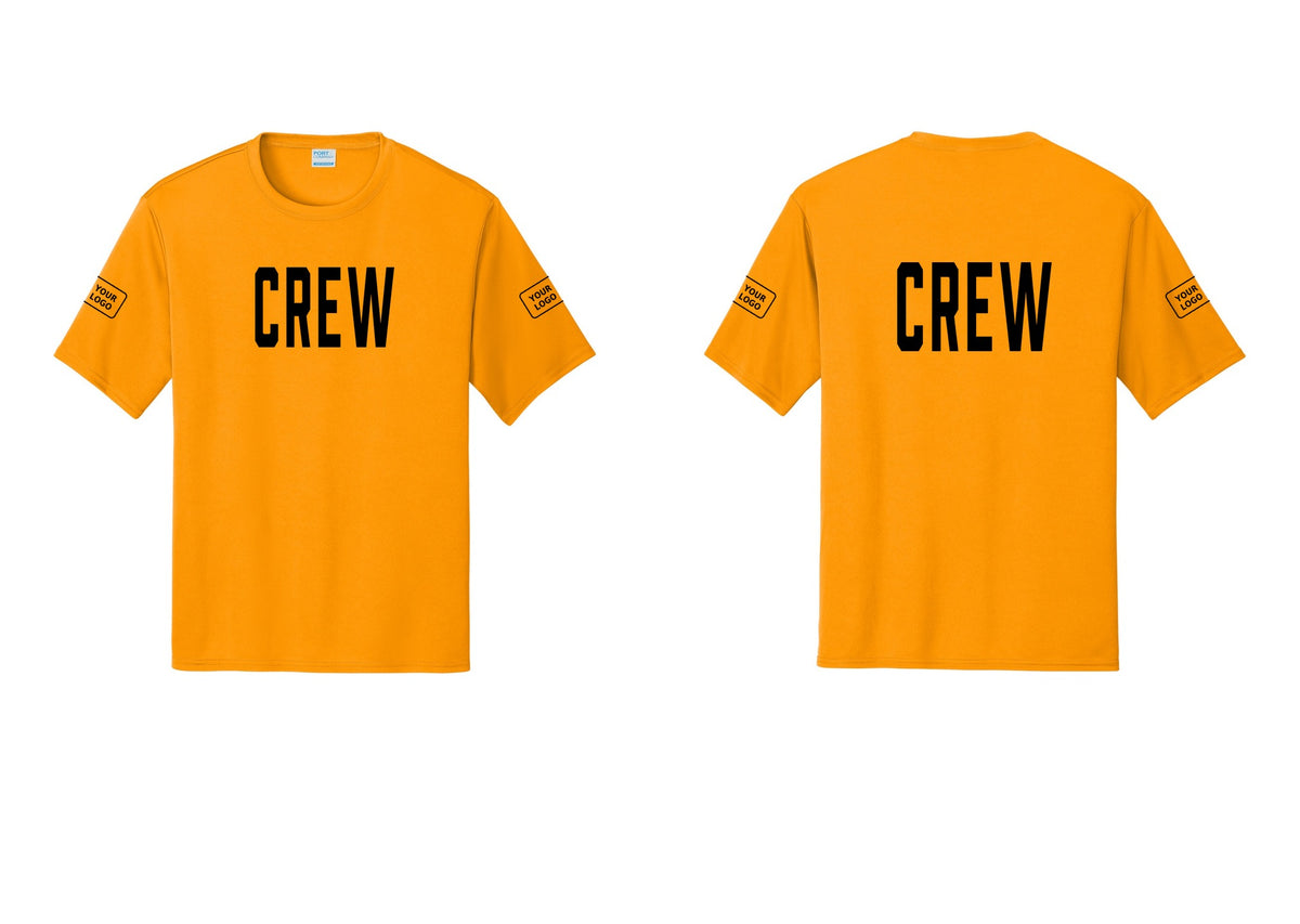 NYC Factory Custom Work Crew Uniform Performance Tee with Your Logo (Classic) - Front + Back + Your Logo Sleeves - Gold
