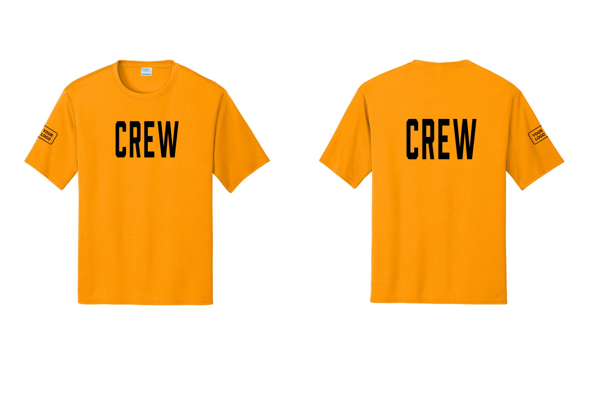 NYC Factory Custom Work Crew Uniform Performance Tee with Your Logo (Classic) - Front + Back + Your Logo Sleeve - Gold